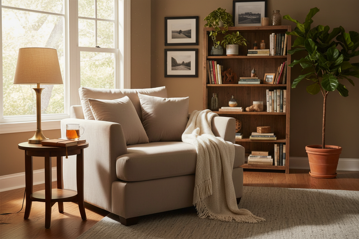 empty chair in a comfy setting